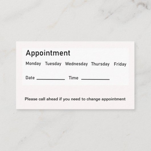 Herinnering voor afspraak met tandarts Bulk Visite Afsprakenkaartje (Achterkant)