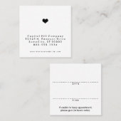 herinnering voor afspraak met vierkante hartkamer afsprakenkaartje (Voorkant / Achterkant)