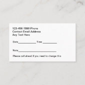 Herinnering voor afspraak tennisles afsprakenkaartje (Achterkant)