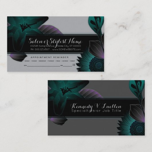 Herinnering voor benoeming bloemen afsprakenkaartje (Voorkant / Achterkant)