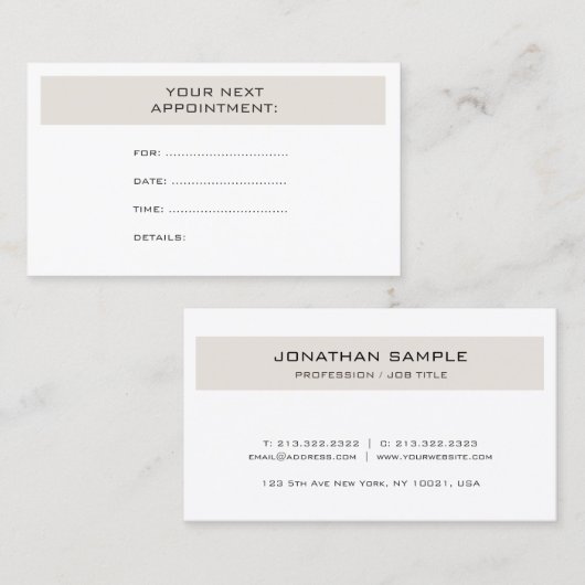 Herinnering voor benoeming: ellegant design Trendy Afsprakenkaartje (Voorkant / Achterkant)