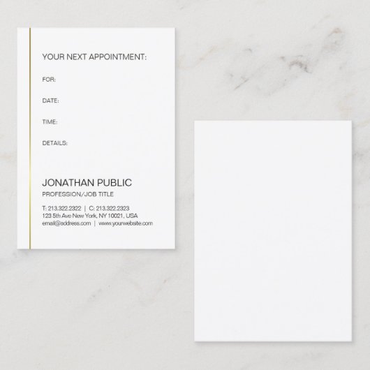 Herinnering voor benoeming Gold Elegant Modern Pla Afsprakenkaartje (Voorkant / Achterkant)