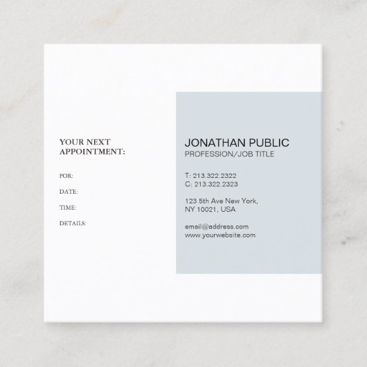 Herinnering voor benoeming Modern Classy Simple De Afsprakenkaartje (Voorkant)