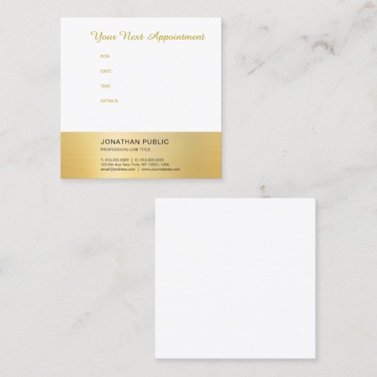 Herinnering voor benoeming Modern Faux Gold Sjablo Afsprakenkaartje (Voorkant / Achterkant)