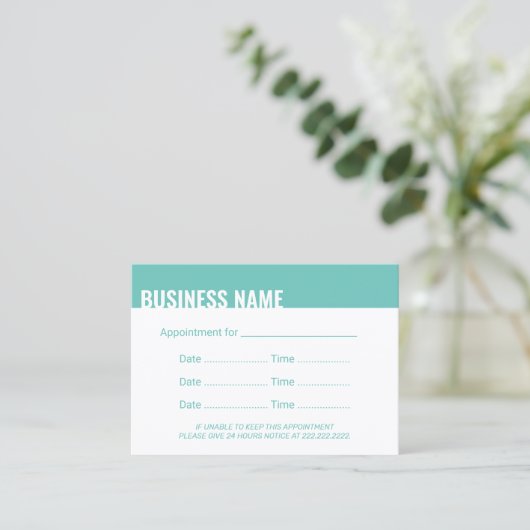 Herinnering voor benoeming Moderne Blauwgroen vast Afsprakenkaartje (Staand voorkant)
