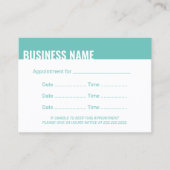 Herinnering voor benoeming Moderne Blauwgroen vast Afsprakenkaartje (Voorkant)