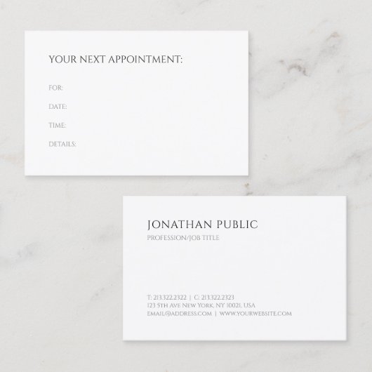 Herinnering voor benoeming Moderne Minimale Sjablo Afsprakenkaartje (Voorkant / Achterkant)