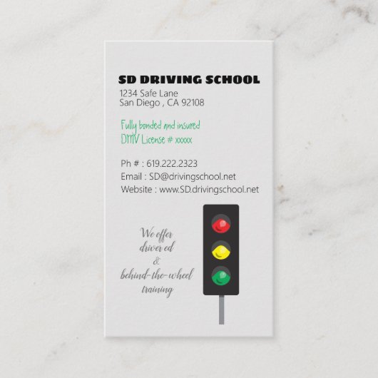 Herinnering voor benoeming | Rijschool Visitekaartje (Voorkant)