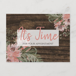 Herinnering voor benoeming Rustic Dark Wood Floral Briefkaart