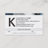 herinnering voor benoeming van haastige monogram afsprakenkaartje (Achterkant)