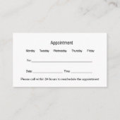 Herinnering voor benoeming van kandidaat-leden en visitekaartje (Achterkant)