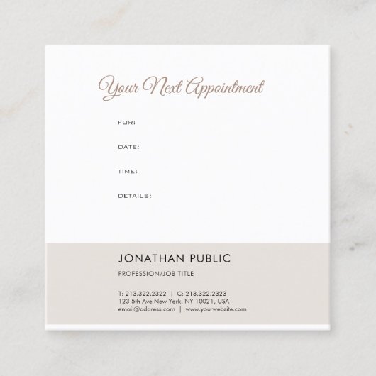 Herinnering voor benoeming van legant Moderne Sjab Afsprakenkaartje (Voorkant)