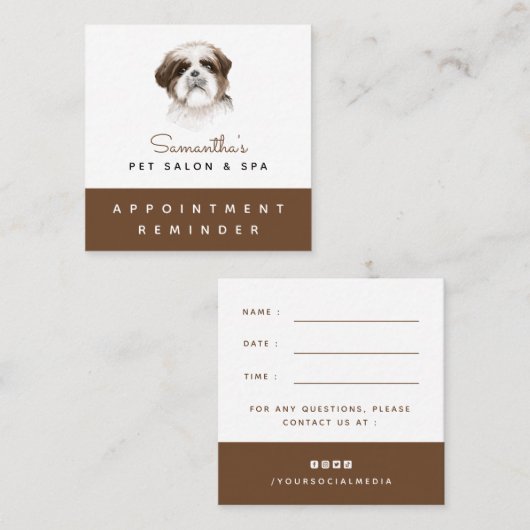 Herinnering voor benoeming van waterverf Shih Tzu  Vierkante Visitekaartje (Voorkant / Achterkant)