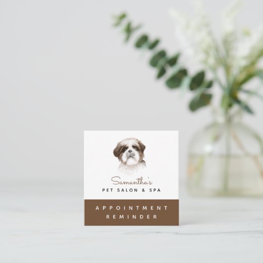 Herinnering voor benoeming van waterverf Shih Tzu  Vierkante Visitekaartje (Staand voorkant)