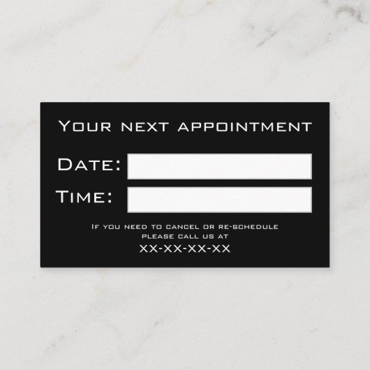 Herinnering voor benoeming visitekaartje (Achterkant)