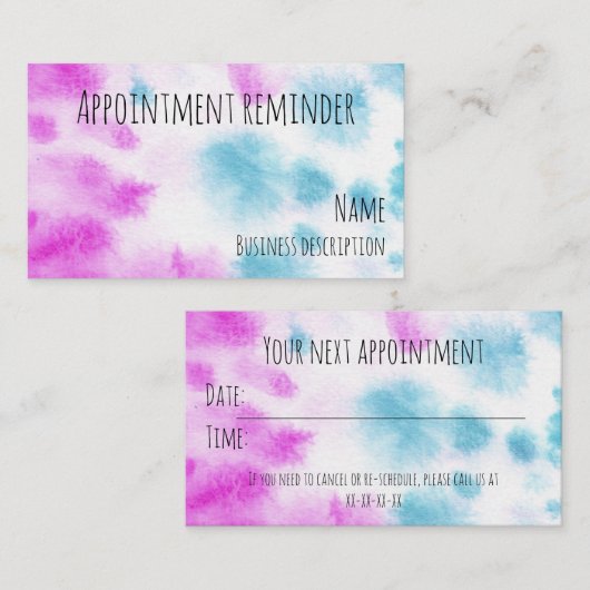 Herinnering voor benoeming visitekaartje (Voorkant / Achterkant)