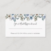 Herinnering voor blauwe Waterverf Floral Appointme Visitekaartje (Voorkant)