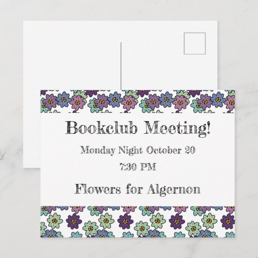 Herinnering voor bloemenboekenclub briefkaart (Voorkant / Achterkant)