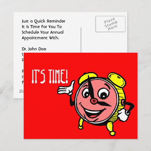 Herinnering voor briefkaart Klok Face Time Appoint (Voorkant / Achterkant)