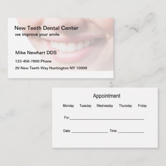 Herinnering voor de benoeming van Dentist Kantoor  Visitekaartje (Voorkant / Achterkant)