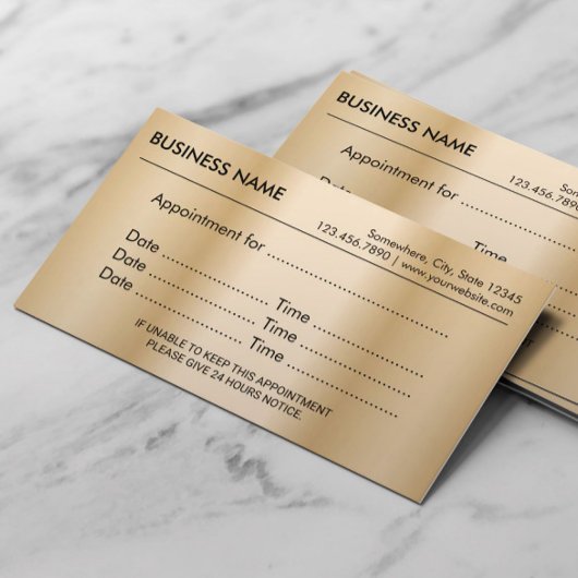 Herinnering voor de benoeming van modern Gold Afsprakenkaartje