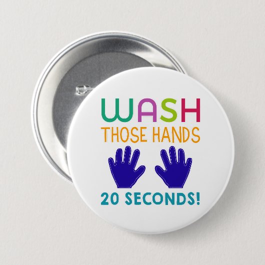 Herinnering voor handen wassen ronde button 7,6 cm (Voorkant /achterkant)
