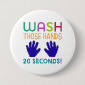 Herinnering voor handen wassen ronde button 7,6 cm (Voorkant)