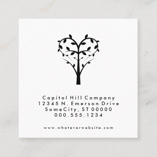 herinnering voor hartaanwijzing bij vierkante bome afsprakenkaartje (Voorkant)