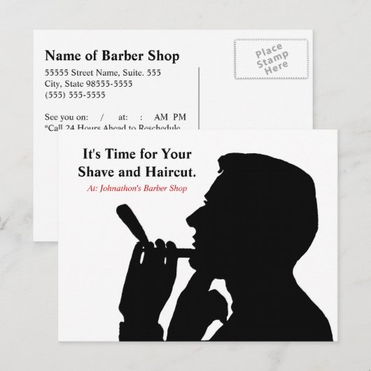 Herinnering voor herbenoeming van Clean Shave Barb Briefkaart (Voorkant / Achterkant)