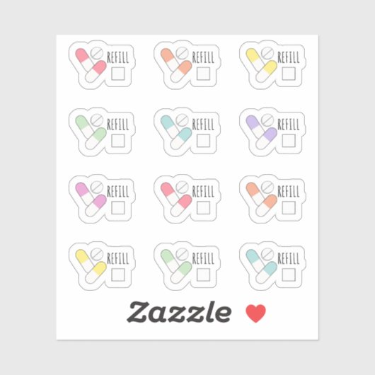 Herinnering voor het bijvullen van medicijnen Medi Sticker (Vel)