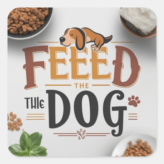 Herinnering voor hondenvoer vierkante sticker (Voorkant)