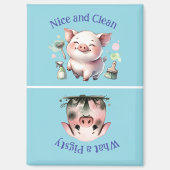 Herinnering voor karwei Clean Dirty Waterverf Pigs Magneet (Voorkant)