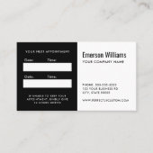 Herinnering voor logo op zwart-wit afsprakenkaartje (Voorkant)