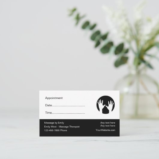 Herinnering voor massagetherapist afsprakenkaartje (Staand voorkant)