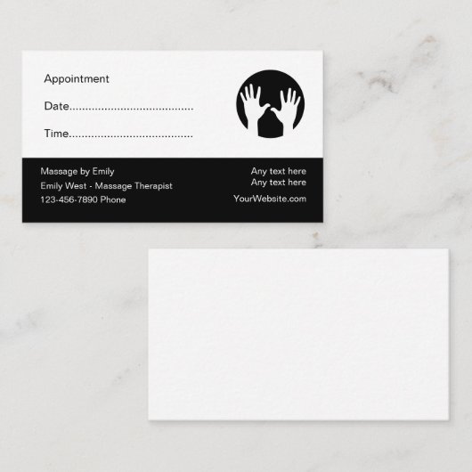 Herinnering voor massagetherapist afsprakenkaartje (Voorkant / Achterkant)
