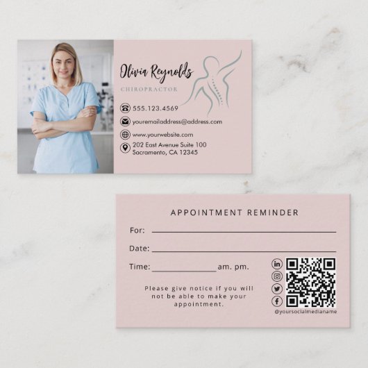 Herinnering voor moderne fotochiropractor visitekaartje (Voorkant / Achterkant)