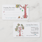 Herinnering voor schattige hartbomen en vogels voo visitekaartje (Voorkant / Achterkant)