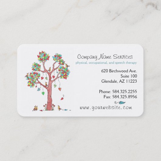 Herinnering voor schattige hartbomen en vogels voo visitekaartje (Achterkant)