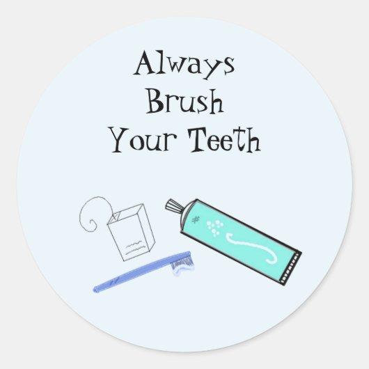 Herinnering voor tanden penselen ronde sticker (Voorkant)