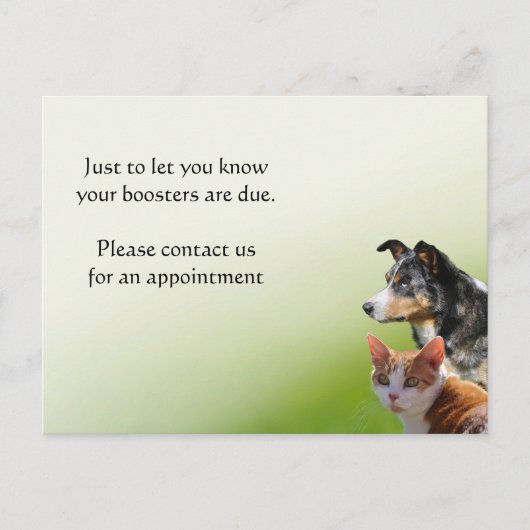 Herinnering voor vaccinatie tegen Pet vet Briefkaart (Voorkant)