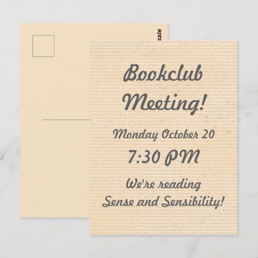 Herinnering voor Vellum Look-boekenclub Briefkaart (Voorkant / Achterkant)