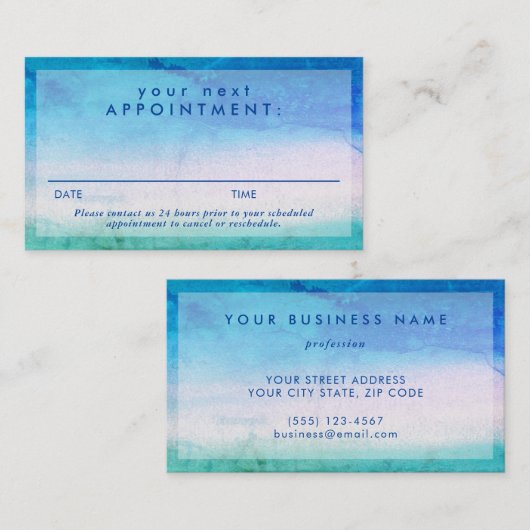 Herinnering voor weetherige Ocean Blue Green-afspr Visitekaartje (Voorkant / Achterkant)