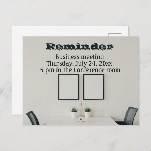 Herinnering voor zakelijke vergadering briefkaart (Voorkant / Achterkant)