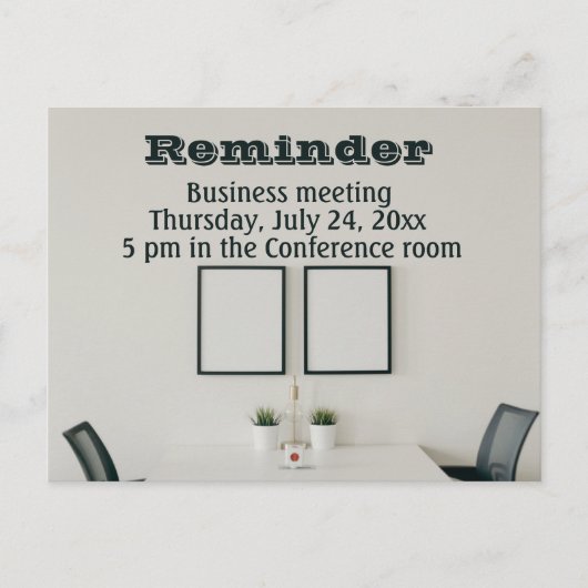 Herinnering voor zakelijke vergadering briefkaart (Voorkant)