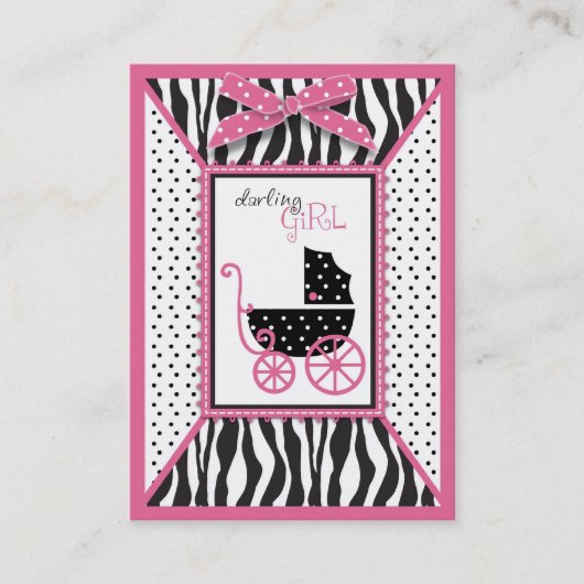 Herinnering voor Zebra Print & Baby Carriage Baby Visitekaartje (Voorkant)