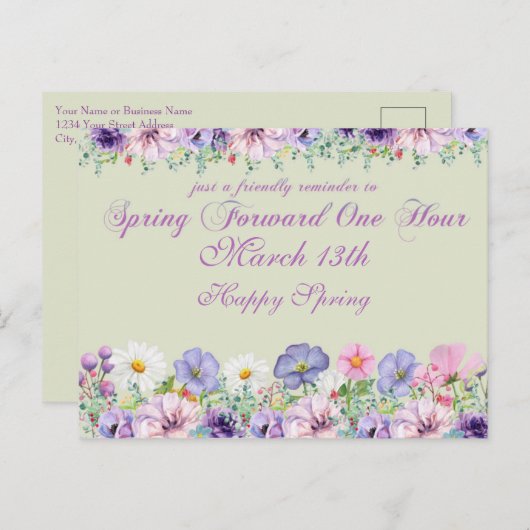 Herinnering voor zomertijd briefkaart (Voorkant / Achterkant)