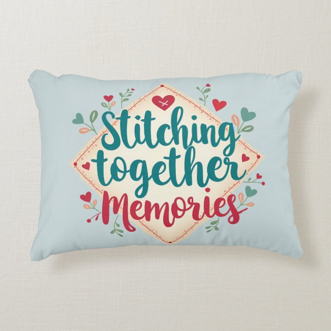 Herinneringen aan elkaar stikken Borduurkunst Accent Kussen (Voorkant)