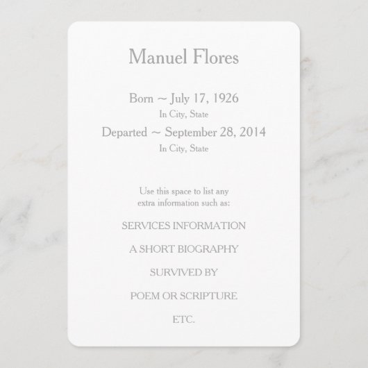 herinneringen aan familiefoto ' s programmakaart (Achterkant)