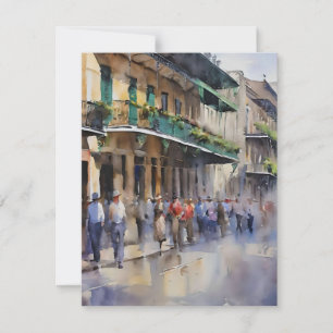 Herinneringen aan New Orleans - Bourbon Street C Feestdagenkaart