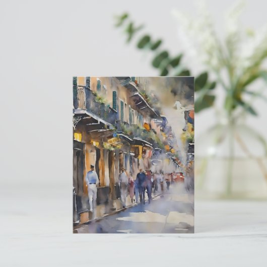 Herinneringen aan New Orleans - Bourbon Street E Feestdagenkaart (Staand voorkant)